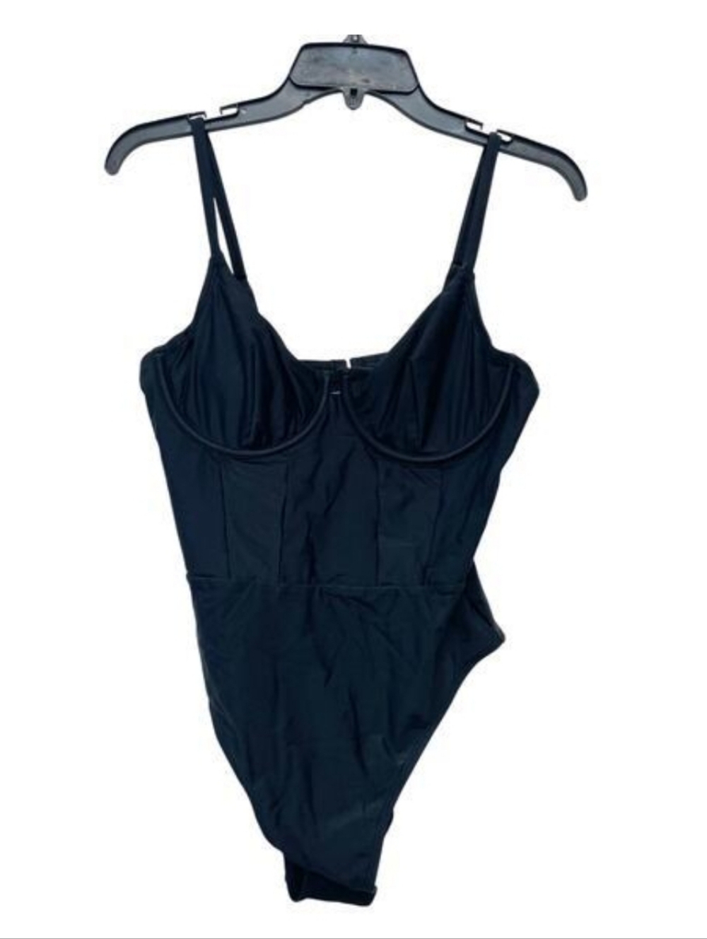 Cupshe Women's Black Cheeky Underwire Tummy Control One Piece Swimsuit Large‎